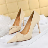 Elegant Cocktail High Heels Stiletto Heel Slim Fit Low Cut Pointed Toe Bowknot Shoes